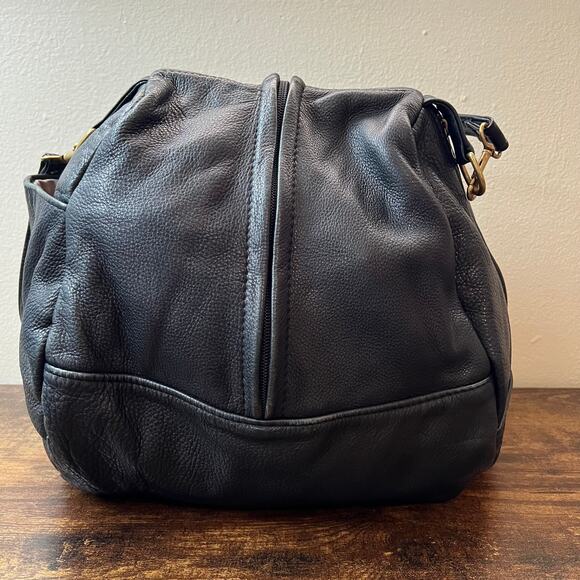 Victoria Leather Co Shoulder Bag Large Black Pebbled Leather Droplet Crossbody - Picture 3 of 15